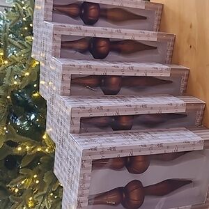 VARIETY ACCESSORIES 2008 Retro Glass Finial Christmas Ornaments, Boxed Set of 10